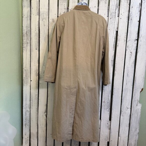 VTG Britches Great Outdoors Duster Jacket Mens Large Trench Khaki Button Cotton - Picture 10 of 13